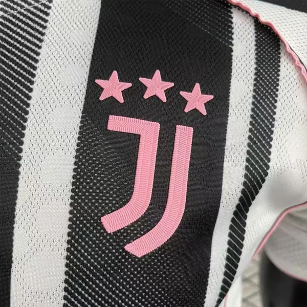 2026 Juventus Style Home Soccer Jersey - Modern Black & White Striped Kit - Pink Elite Edition Customizable Teamwear