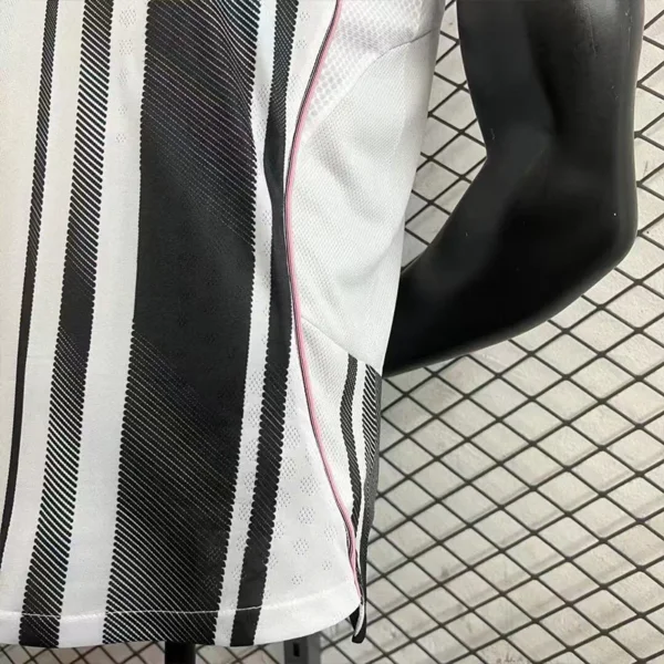 2026 Juventus Style Home Soccer Jersey - Modern Black & White Striped Kit - Pink Elite Edition Customizable Teamwear